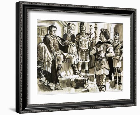Caractacus Confronts Emperor Claudius-C.l. Doughty-Framed Giclee Print