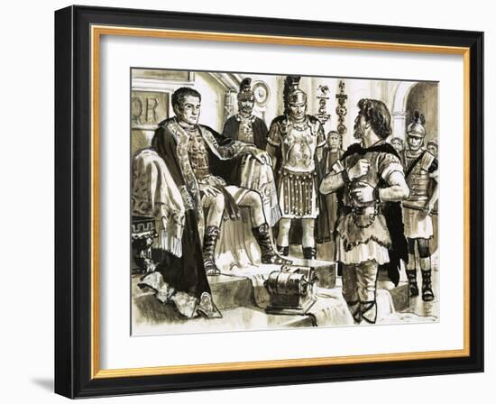 Caractacus Confronts Emperor Claudius-C.l. Doughty-Framed Giclee Print