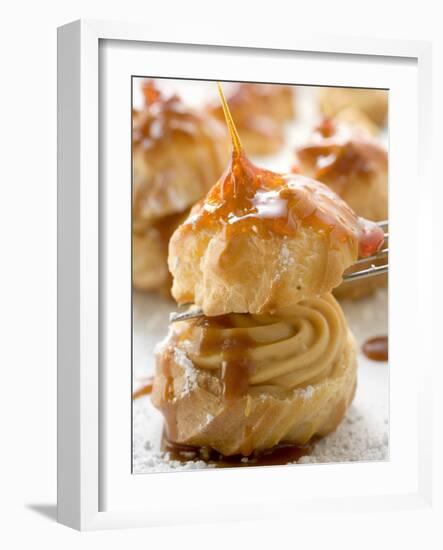Caramelised Profiterole with Cream Filling-null-Framed Photographic Print