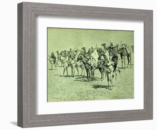 Caravan in the Sahara brush, pen and ink-Frederic Remington-Framed Giclee Print