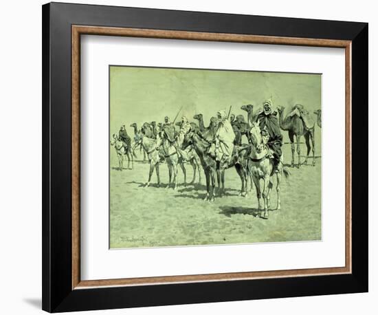 Caravan in the Sahara brush, pen and ink-Frederic Remington-Framed Giclee Print