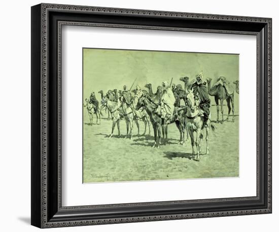 Caravan in the Sahara brush, pen and ink-Frederic Remington-Framed Giclee Print