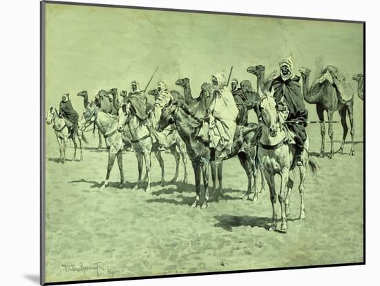 Caravan in the Sahara brush, pen and ink-Frederic Remington-Mounted Giclee Print