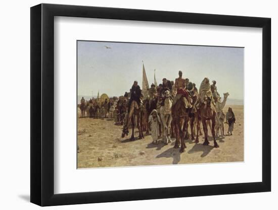 Caravan of Pilgrims Cross the Desert to Mecca-Leon Belly-Framed Photographic Print
