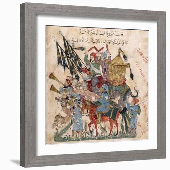 Caravan of Pilgrims in Ramleh (From a Manuscript of Maqâmât of Al-Harîr), 1237-Yahya ibn Mahmud Al-Wasiti-Framed Giclee Print