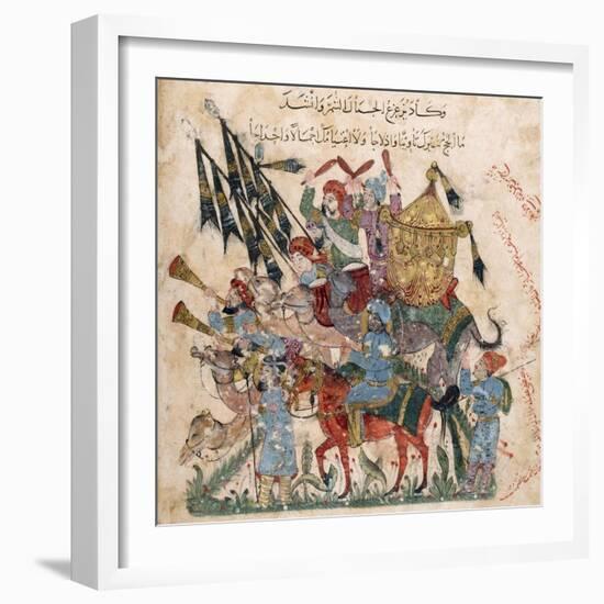 Caravan of Pilgrims in Ramleh (From a Manuscript of Maqâmât of Al-Harîr), 1237-Yahya ibn Mahmud Al-Wasiti-Framed Giclee Print