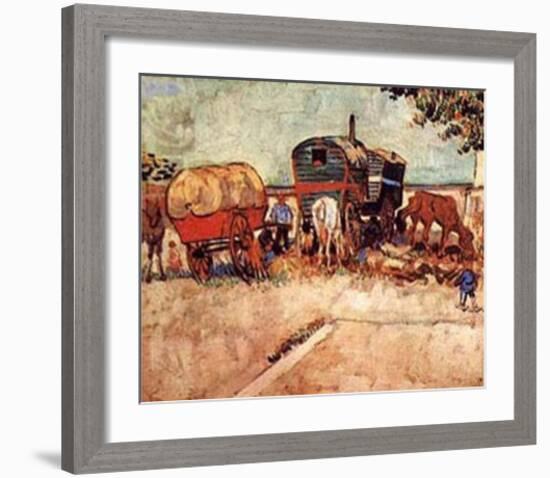 Caravans Encampment of Gypsies-Vincent van Gogh-Framed Art Print