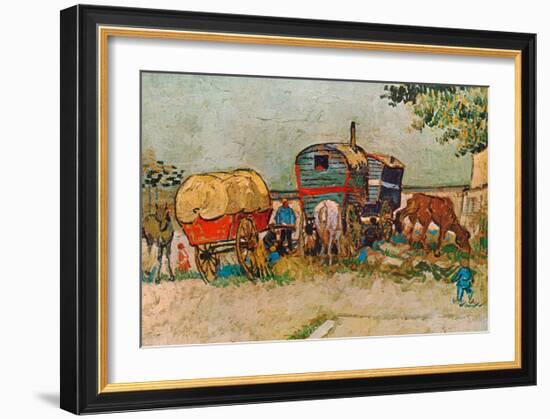 Caravans Encampment of Gypsies-Vincent van Gogh-Framed Art Print