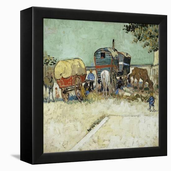 Caravans Encampment of Gypsies-Vincent van Gogh-Framed Premier Image Canvas