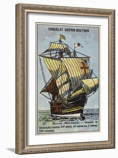 Caravel of Christopher Columbus, 15th Century-null-Framed Giclee Print