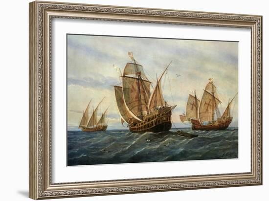 Caravels of Christopher Columbus, 1451-1506 Italian (Genoese) Explorer-Rafael Monleon Y Torres-Framed Giclee Print