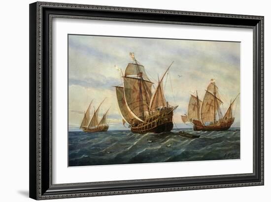 Caravels of Christopher Columbus, 1451-1506 Italian (Genoese) Explorer-Rafael Monleon Y Torres-Framed Giclee Print