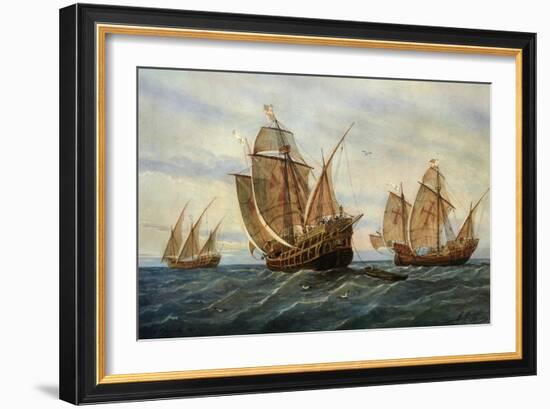 Caravels of Christopher Columbus, 1451-1506 Italian (Genoese) Explorer-Rafael Monleon Y Torres-Framed Giclee Print