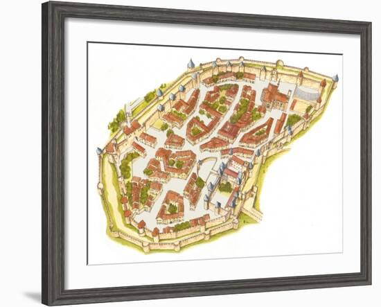 Carcassonne, France, Aerial View-Fernando Aznar Cenamor-Framed Giclee Print