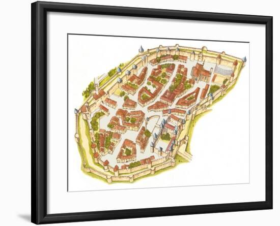 Carcassonne, France, Aerial View-Fernando Aznar Cenamor-Framed Giclee Print