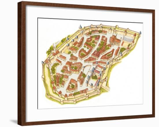 Carcassonne, France, Aerial View-Fernando Aznar Cenamor-Framed Giclee Print