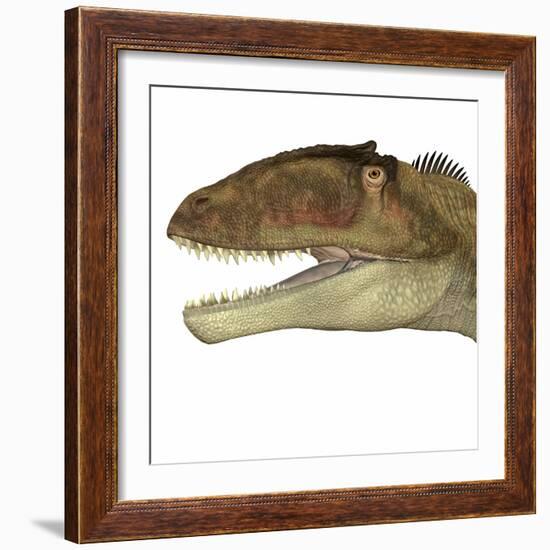 Carcharodontosaurus Dinosaur Head-Stocktrek Images-Framed Art Print