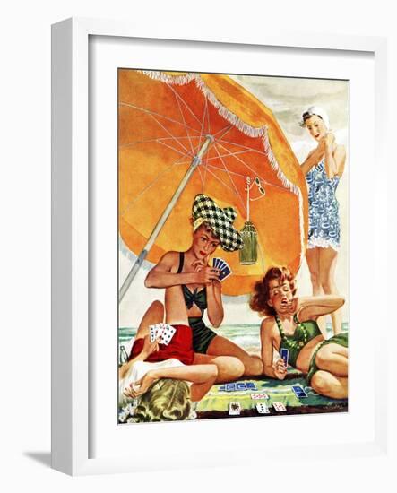 "Card Game at the Beach," August 28, 1943-Alex Ross-Framed Premium Giclee Print