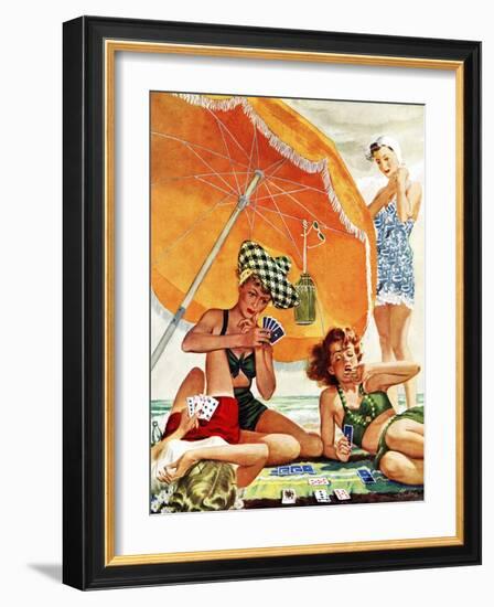 "Card Game at the Beach," August 28, 1943-Alex Ross-Framed Premium Giclee Print