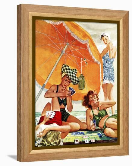 "Card Game at the Beach," August 28, 1943-Alex Ross-Framed Premier Image Canvas