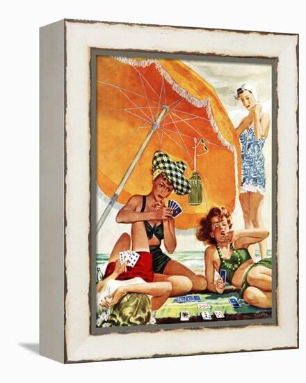 "Card Game at the Beach," August 28, 1943-Alex Ross-Framed Premier Image Canvas