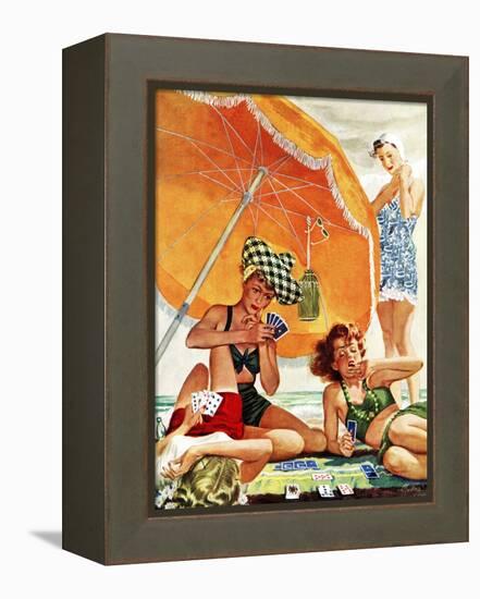 "Card Game at the Beach," August 28, 1943-Alex Ross-Framed Premier Image Canvas