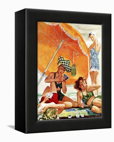 "Card Game at the Beach," August 28, 1943-Alex Ross-Framed Premier Image Canvas