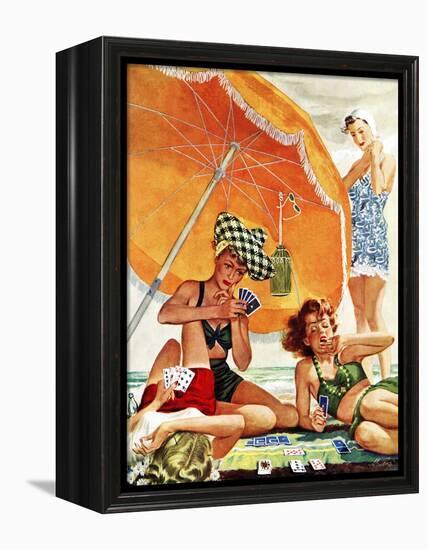 "Card Game at the Beach," August 28, 1943-Alex Ross-Framed Premier Image Canvas