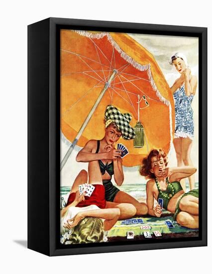 "Card Game at the Beach," August 28, 1943-Alex Ross-Framed Premier Image Canvas