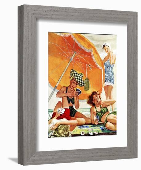 "Card Game at the Beach," August 28, 1943-Alex Ross-Framed Giclee Print