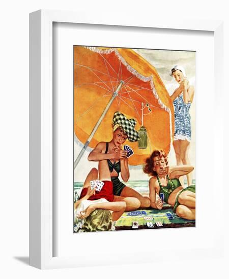 "Card Game at the Beach," August 28, 1943-Alex Ross-Framed Giclee Print