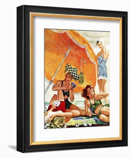 "Card Game at the Beach," August 28, 1943-Alex Ross-Framed Giclee Print