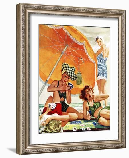 "Card Game at the Beach," August 28, 1943-Alex Ross-Framed Giclee Print