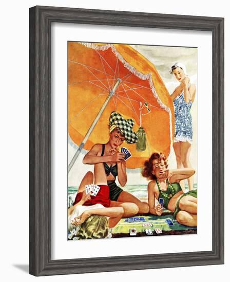 "Card Game at the Beach," August 28, 1943-Alex Ross-Framed Giclee Print