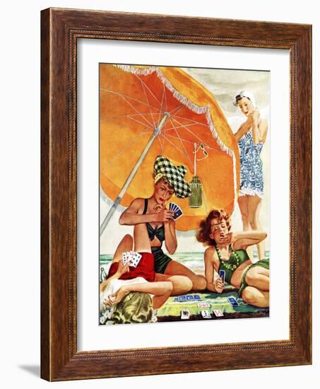 "Card Game at the Beach," August 28, 1943-Alex Ross-Framed Giclee Print