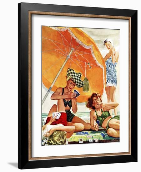 "Card Game at the Beach," August 28, 1943-Alex Ross-Framed Giclee Print