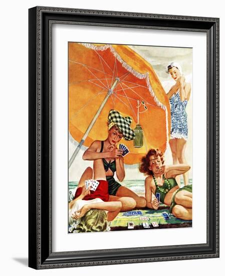 "Card Game at the Beach," August 28, 1943-Alex Ross-Framed Giclee Print