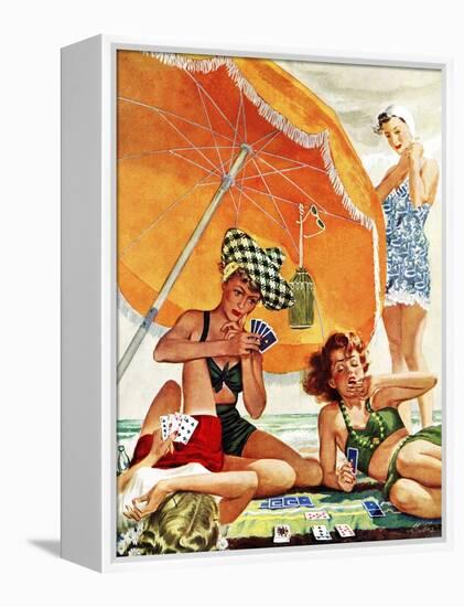 "Card Game at the Beach," August 28, 1943-Alex Ross-Framed Premier Image Canvas