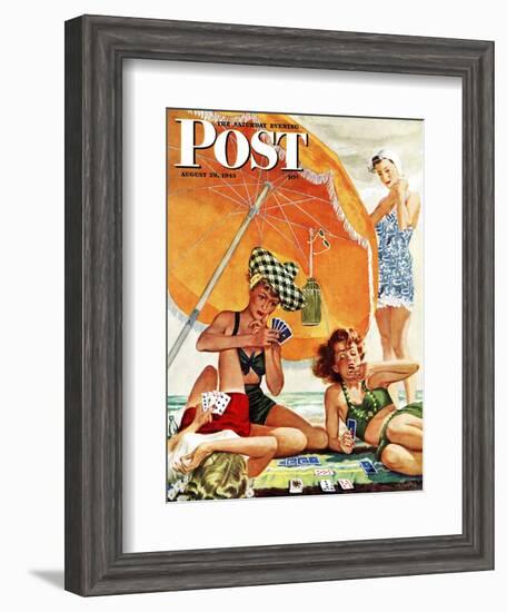 "Card Game at the Beach," Saturday Evening Post Cover, August 28, 1943-Alex Ross-Framed Giclee Print