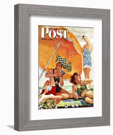 "Card Game at the Beach," Saturday Evening Post Cover, August 28, 1943-Alex Ross-Framed Giclee Print