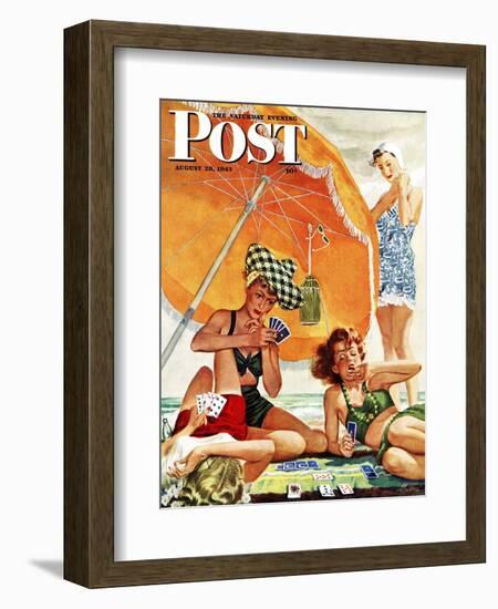 "Card Game at the Beach," Saturday Evening Post Cover, August 28, 1943-Alex Ross-Framed Giclee Print