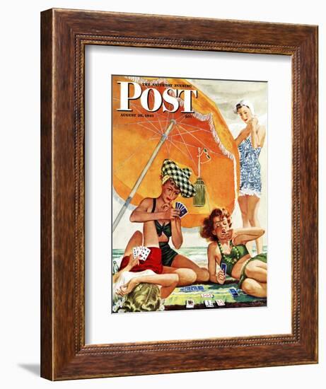 "Card Game at the Beach," Saturday Evening Post Cover, August 28, 1943-Alex Ross-Framed Giclee Print