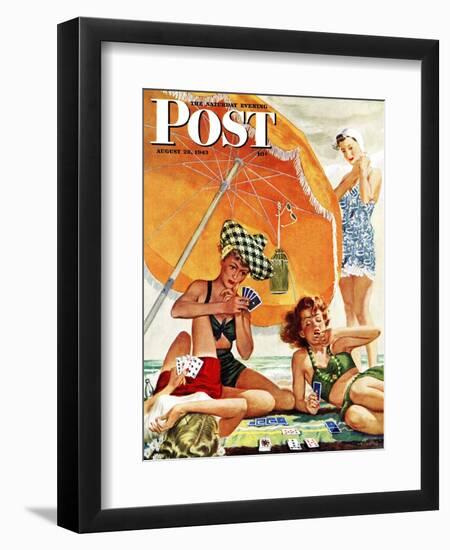 "Card Game at the Beach," Saturday Evening Post Cover, August 28, 1943-Alex Ross-Framed Giclee Print