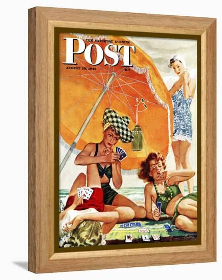 "Card Game at the Beach," Saturday Evening Post Cover, August 28, 1943-Alex Ross-Framed Premier Image Canvas