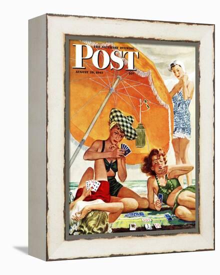 "Card Game at the Beach," Saturday Evening Post Cover, August 28, 1943-Alex Ross-Framed Premier Image Canvas