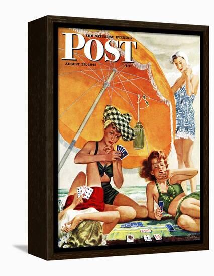 "Card Game at the Beach," Saturday Evening Post Cover, August 28, 1943-Alex Ross-Framed Premier Image Canvas