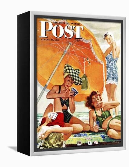 "Card Game at the Beach," Saturday Evening Post Cover, August 28, 1943-Alex Ross-Framed Premier Image Canvas