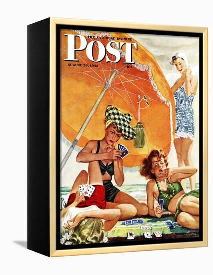 "Card Game at the Beach," Saturday Evening Post Cover, August 28, 1943-Alex Ross-Framed Premier Image Canvas