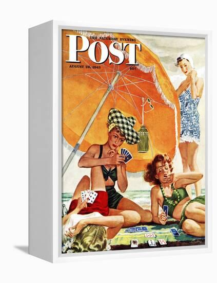 "Card Game at the Beach," Saturday Evening Post Cover, August 28, 1943-Alex Ross-Framed Premier Image Canvas