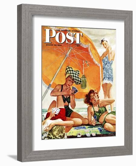 "Card Game at the Beach," Saturday Evening Post Cover, August 28, 1943-Alex Ross-Framed Giclee Print